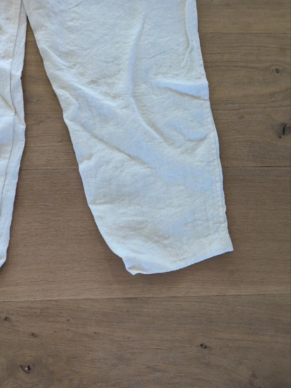 H&M Off White Linen-like Blend Elastic Waist Pants Size Small